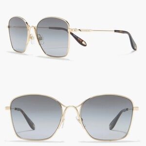 Like New Givenchy 56mm Square Mirror Gradient Sunglasses Gold with Case